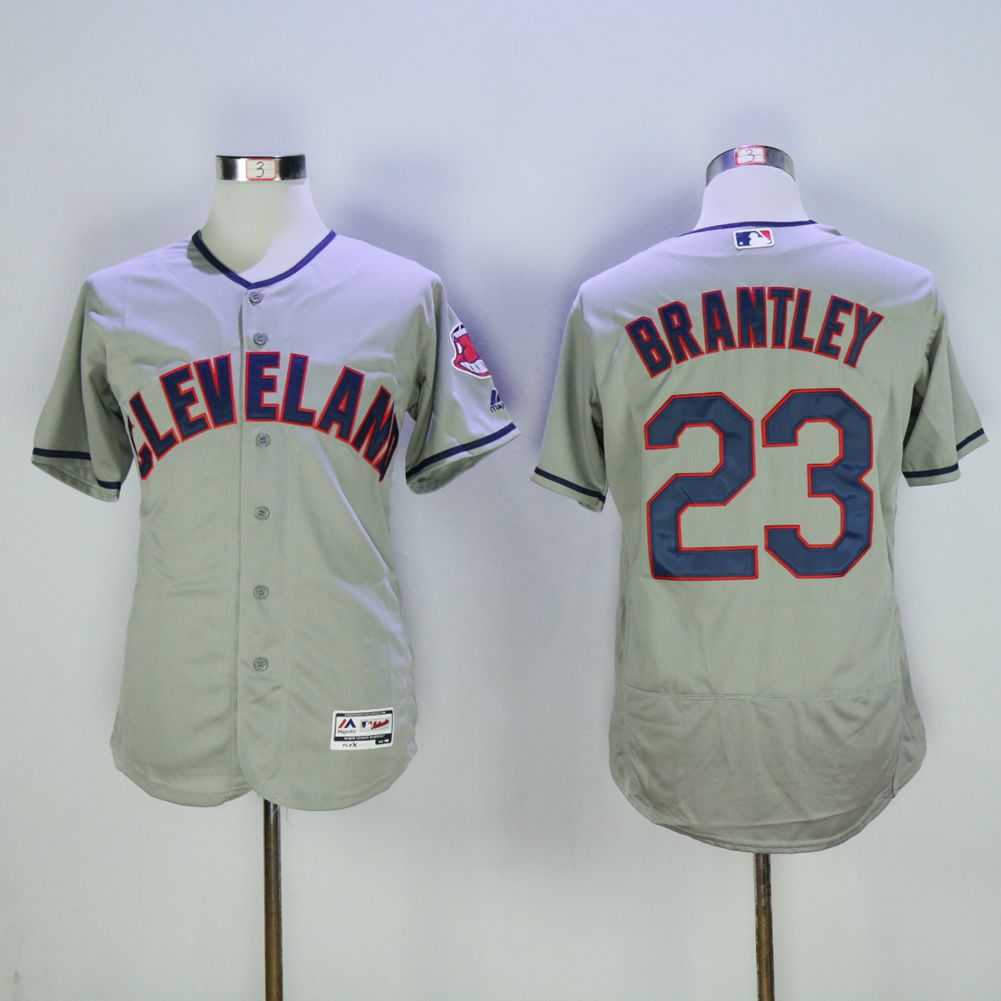 Men Cleveland Indians #23 Brantley Grey MLB Jerseys